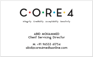 abid mohammed CORE 4 Client servicing director